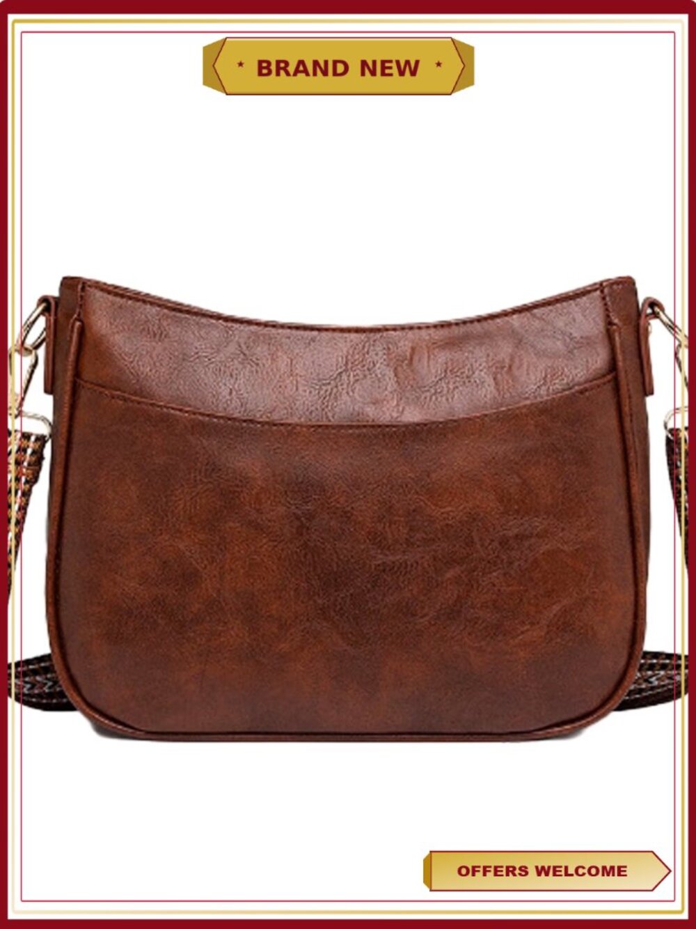 PU Leather Crossbody Bag Adjustable Wide Strap Lightweight Sling Purse